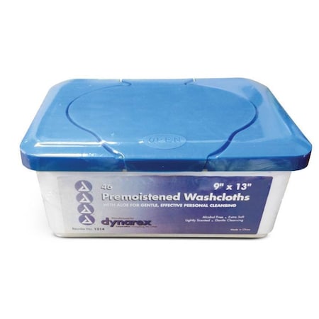 Dynacare Dynarex Washcloths, premoistened with aloe, 9 x 13, 46PK 1314